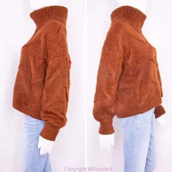 NEW Madewell Somervell Modern Cable Turtleneck Sweater,‎ size XXS